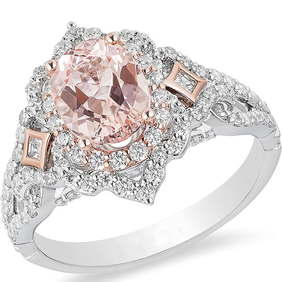 Morganite Diamond Engagement Ring - Picture 2 of 13
